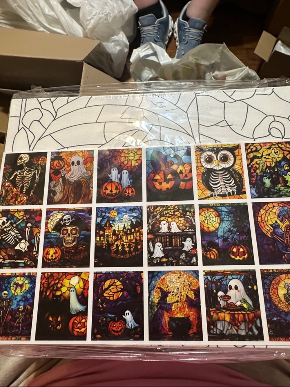 Halloween Stained Glass Art Panel Set - Multicolor